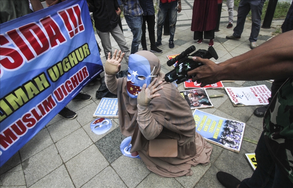 Aksi protes menentang persekusi terhadap Uighur di Jakarta