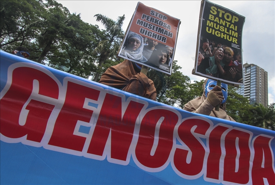 Aksi protes menentang persekusi terhadap Uighur di Jakarta