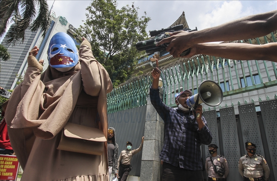Aksi protes menentang persekusi terhadap Uighur di Jakarta