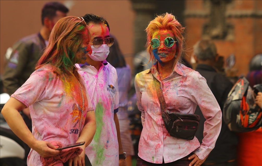 Holi festival celebration in Kathmandu, Nepal