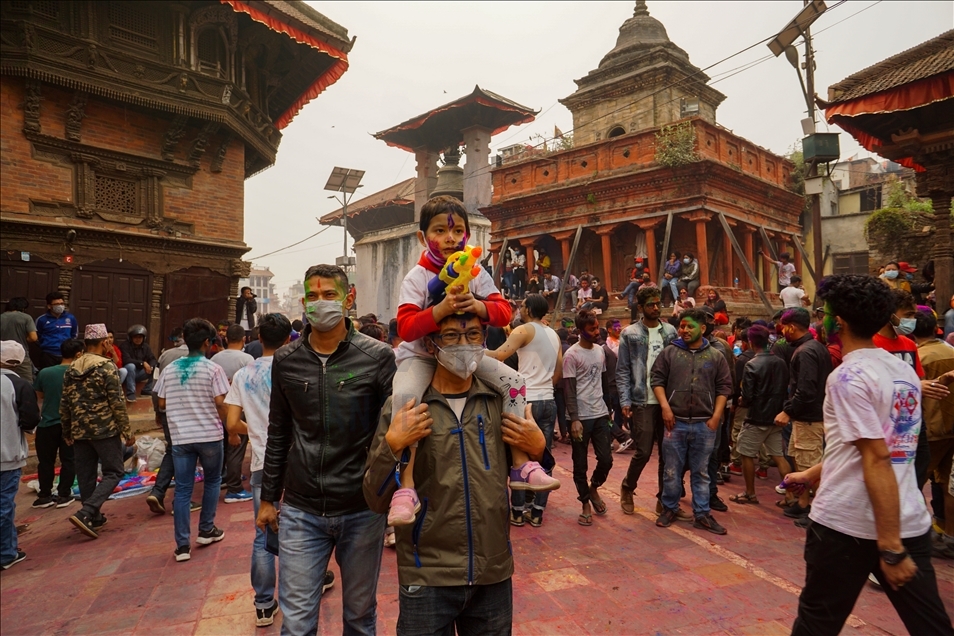Holi festival celebration in Kathmandu, Nepal