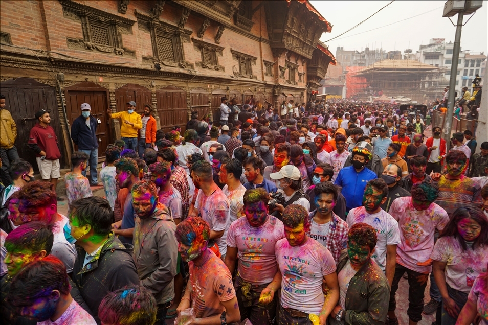 Holi festival celebration in Kathmandu, Nepal