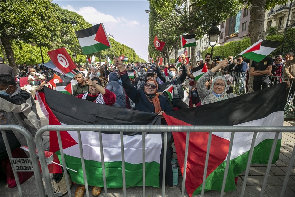 Tunuslular, Toprak Günü münasebetiyle Filistin'e desteğini gösterdi