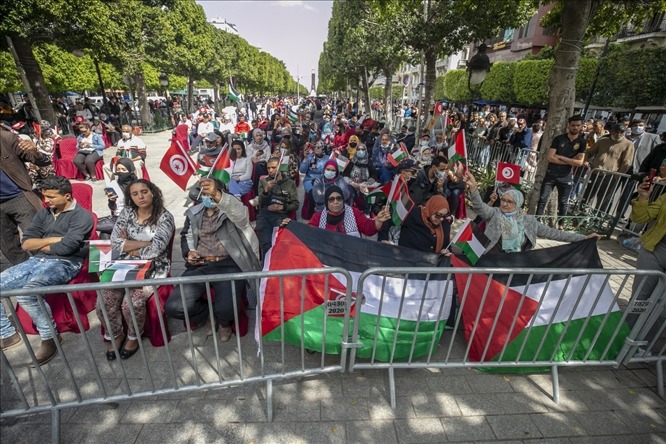Tunuslular, Toprak Günü münasebetiyle Filistin'e desteğini gösterdi