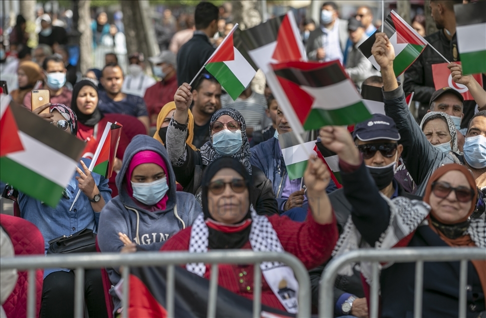 Tunuslular, Toprak Günü münasebetiyle Filistin'e desteğini gösterdi