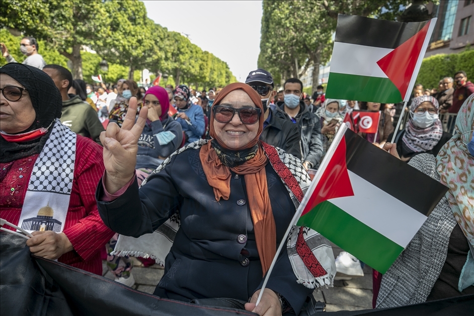 Tunuslular, Toprak Günü münasebetiyle Filistin'e desteğini gösterdi