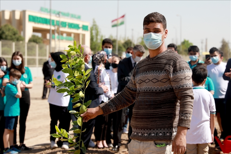 وقف المعارف التركي يزرع 300 شتلة في أربيل