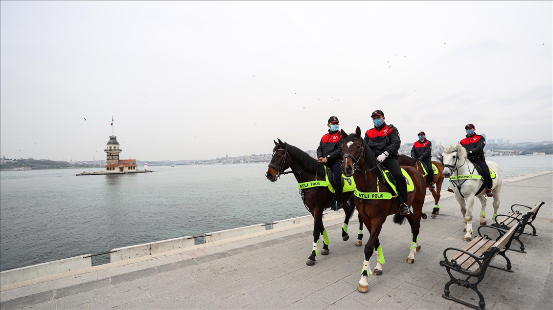 Mounted police crews patrol Istanbul