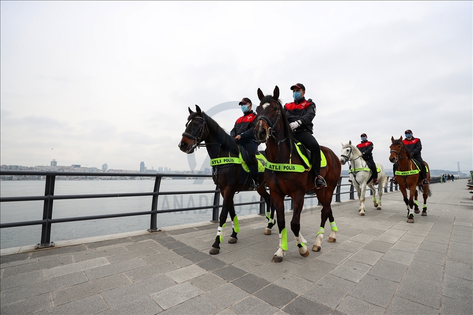 Mounted police crews patrol Istanbul