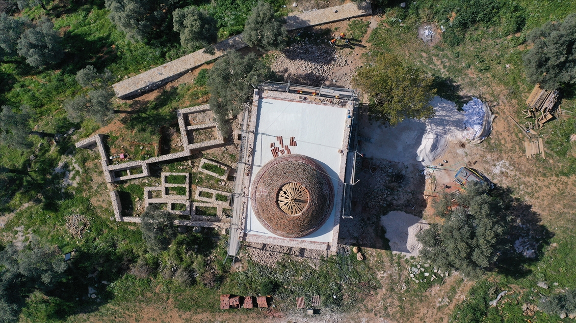 Restoration works at 600-year-old Yelli Mosque in Turkey's Mugla​​​​​​​