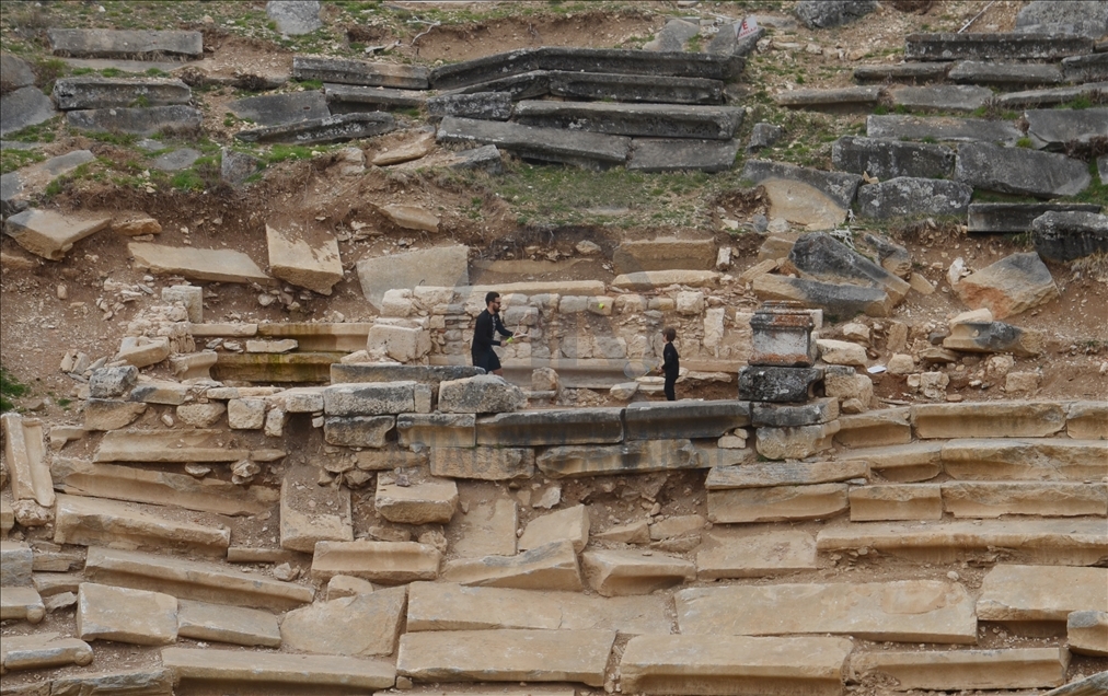 Playing tennis in ancient areas of Turkey's Kutahya