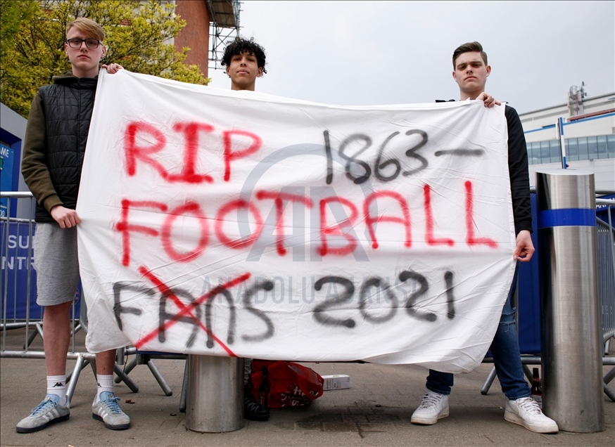 European Super League protest in London