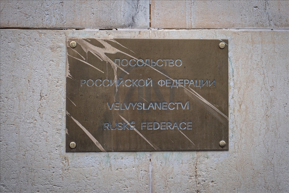 Czechs protest in front of the Russian Embassy in Prague
