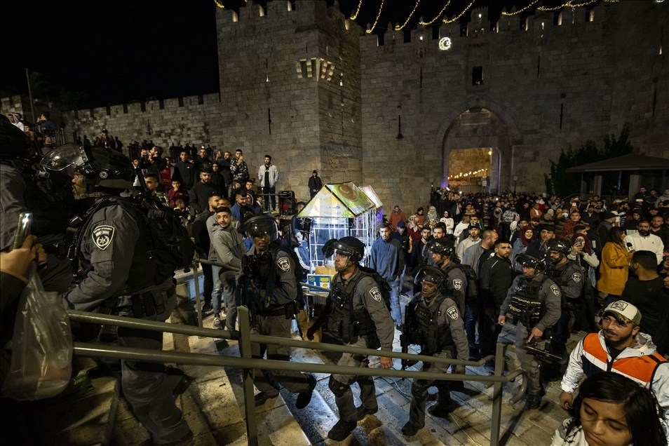 Palestinians hold celebration event following Tarawih Prayer in Eastern Jerusalem