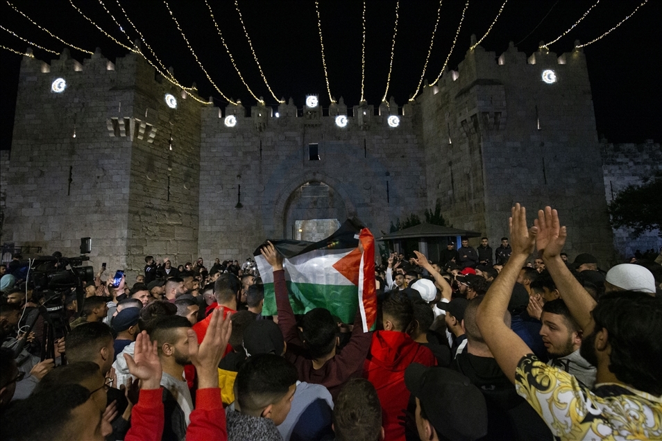 Palestinians hold celebration event following Tarawih Prayer in Eastern Jerusalem
