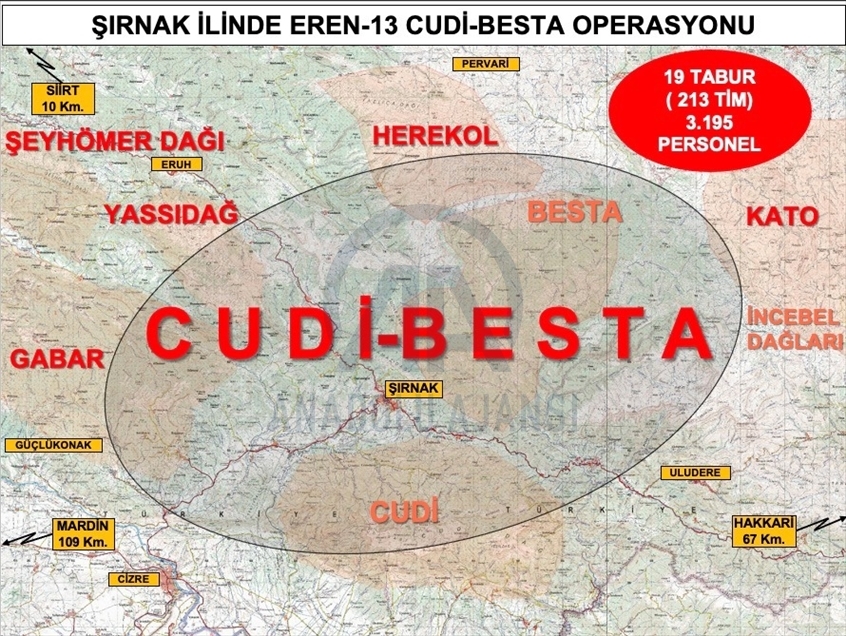 Şırnak ve Hakkari'de "Eren Cudi-Besta" ve "Eren Kazan-Oğul" operasyonları başlatıldı