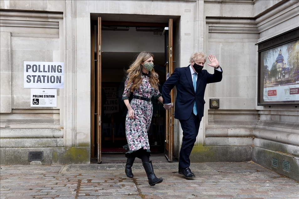 LONDON, ENGLAND - MAY 06: Prime Minister Boris Johnson voting