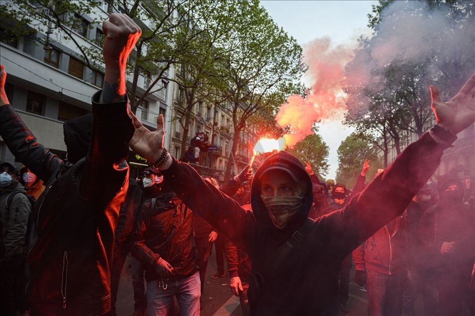Protesters clashes with police force at May Day Demonstration in Paris