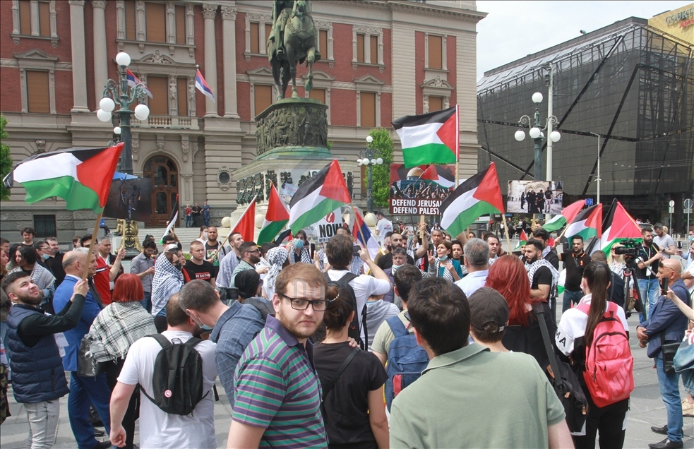 Protest in Serbia against Israeli forces' attacks in Al-Aqsa Mosque and Gaza Strip