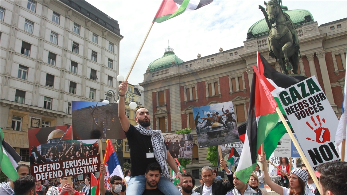Protest in Serbia against Israeli forces' attacks in Al-Aqsa Mosque and Gaza Strip