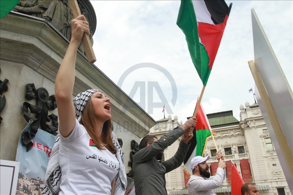 Protest in Serbia against Israeli forces' attacks in Al-Aqsa Mosque and Gaza Strip