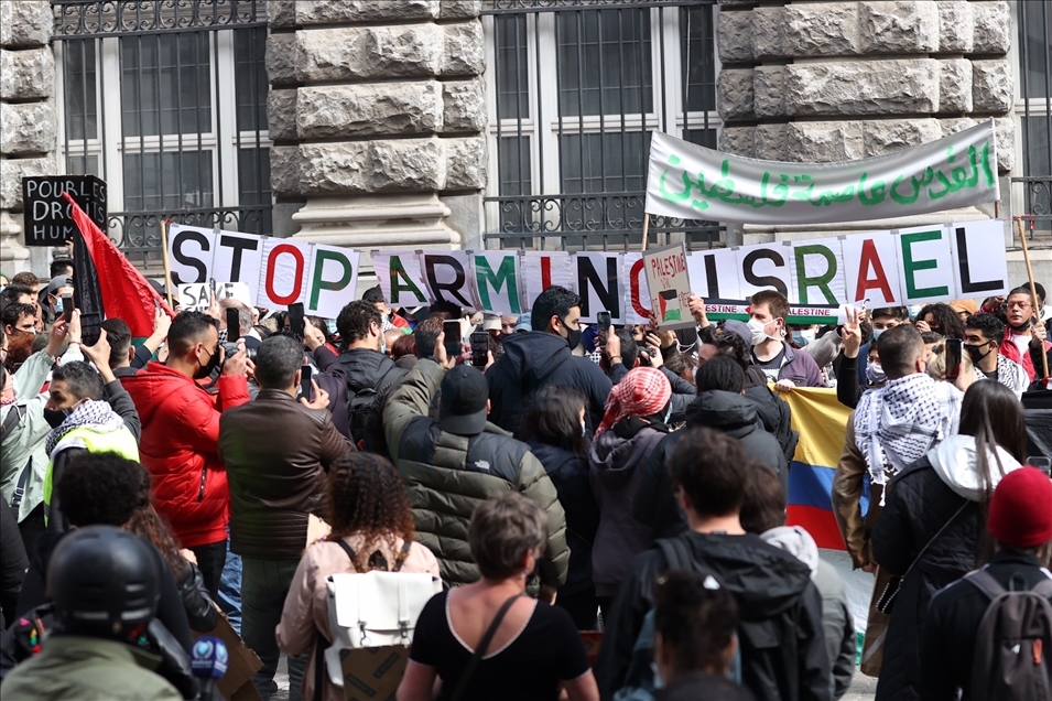 İsrail’in Filistin halkına yönelik saldırıları Brüksel’de protesto edildi