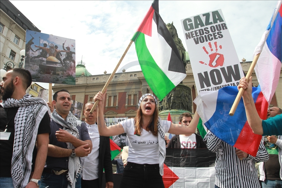 Protest in Serbia against Israeli forces' attacks in Al-Aqsa Mosque and Gaza Strip