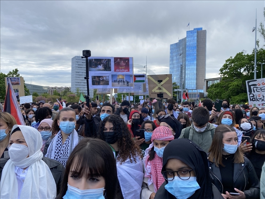İsrail'in Mescid-i Aksa'ya yönelik saldırıları Cenevre'de Birleşmiş Milletler önünde protesto edildi