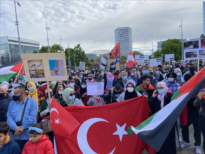 İsrail'in Mescid-i Aksa'ya yönelik saldırıları Cenevre'de Birleşmiş Milletler önünde protesto edildi