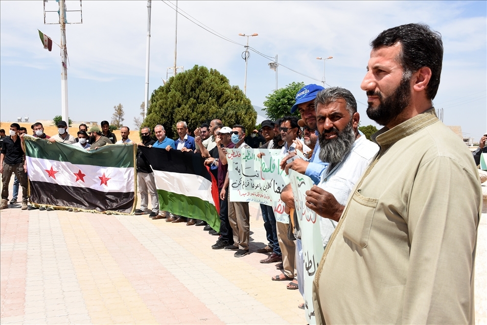 Tel Abyad halkı Filistinlilerin direnişine destek gösterisi düzenledi