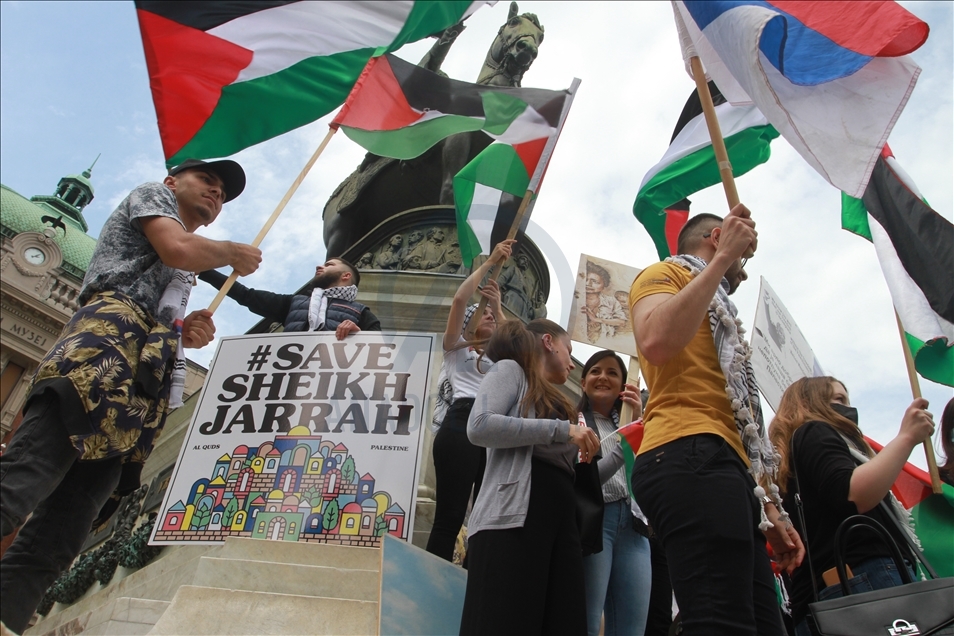 Protest in Serbia against Israeli forces' attacks in Al-Aqsa Mosque and Gaza Strip