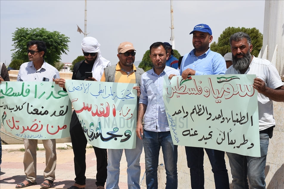 Tel Abyad halkı Filistinlilerin direnişine destek gösterisi düzenledi