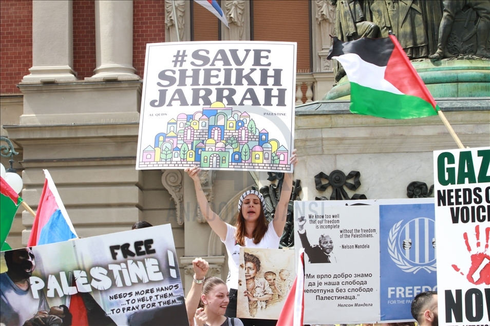 Protest in Serbia against Israeli forces' attacks in Al-Aqsa Mosque and Gaza Strip