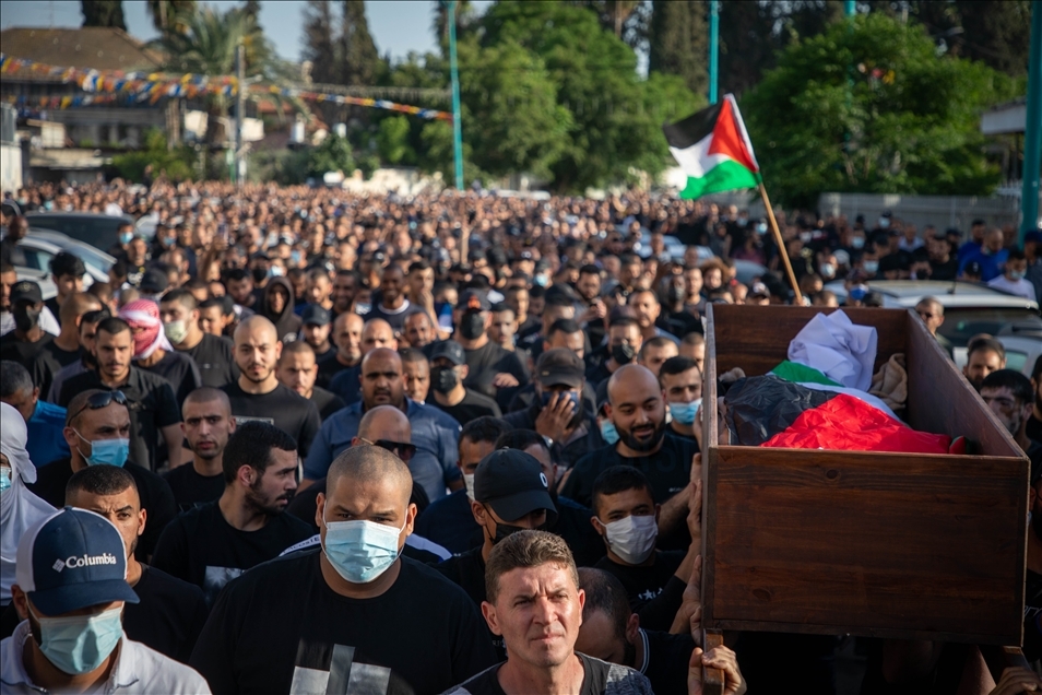 Funeral prayer for a Palestinian killed by Israeli gunman in Tel Aviv