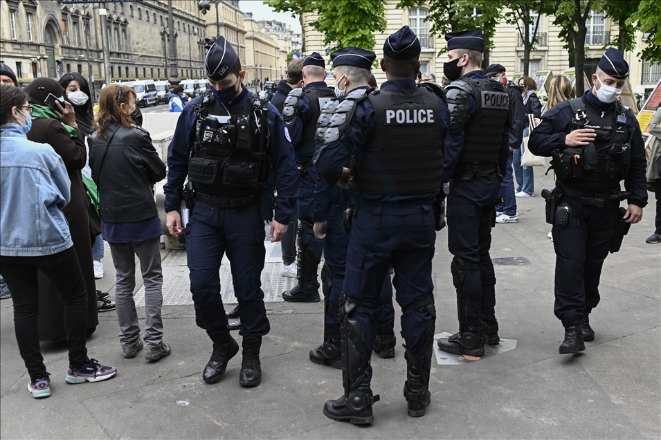 rally to "Protect the Palestinians of Jerusalem" evacuated by the police, at the Invalides in Paris on 12, May 2021