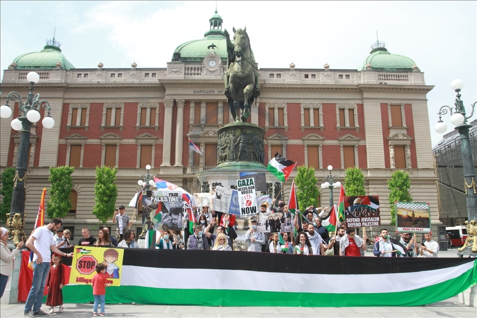 Protest in Serbia against Israeli forces' attacks in Al-Aqsa Mosque and Gaza Strip