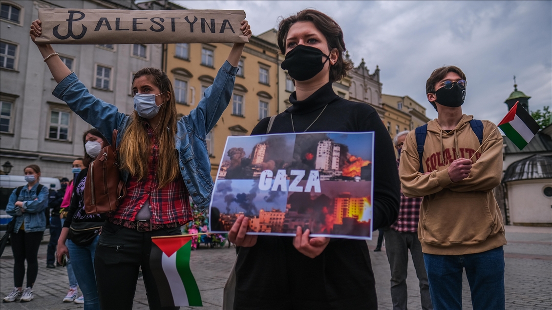 Solidarity protest for Palestine in Krakow