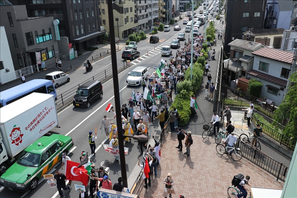 Japonya'da "Filistin Dayanışması ve Kudüs" gösterisi düzenlendi