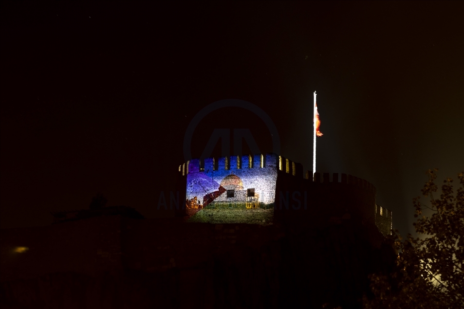 Ankara Castle illuminated in support of Palestinians