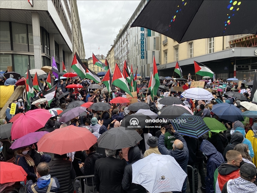 İsviçre'de Filistin'e destek gösterisi