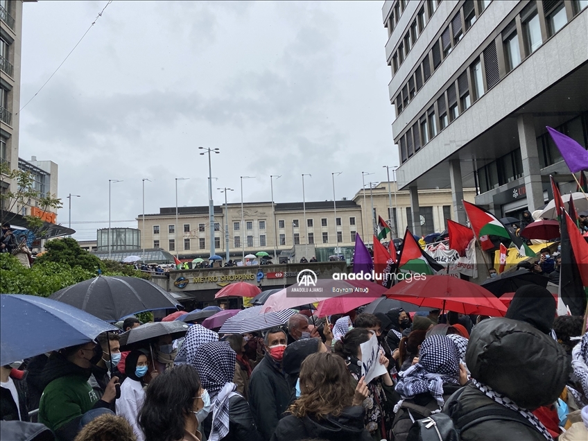 İsviçre'de Filistin'e destek gösterisi