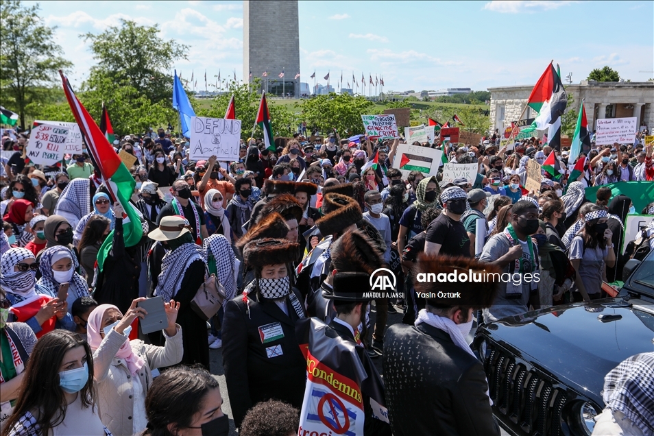 İsrail'in Gazze ve Mescid-i Aksa'ya yönelik saldırıları Washington'da protesto edildi