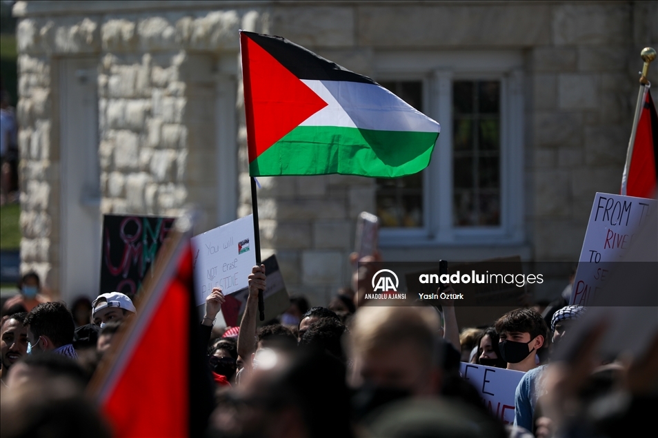 İsrail'in Gazze ve Mescid-i Aksa'ya yönelik saldırıları Washington'da protesto edildi