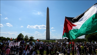 ABD'nin başkenti Washington'da binlerce kişi Filistin'e destek gösterisi düzenledi