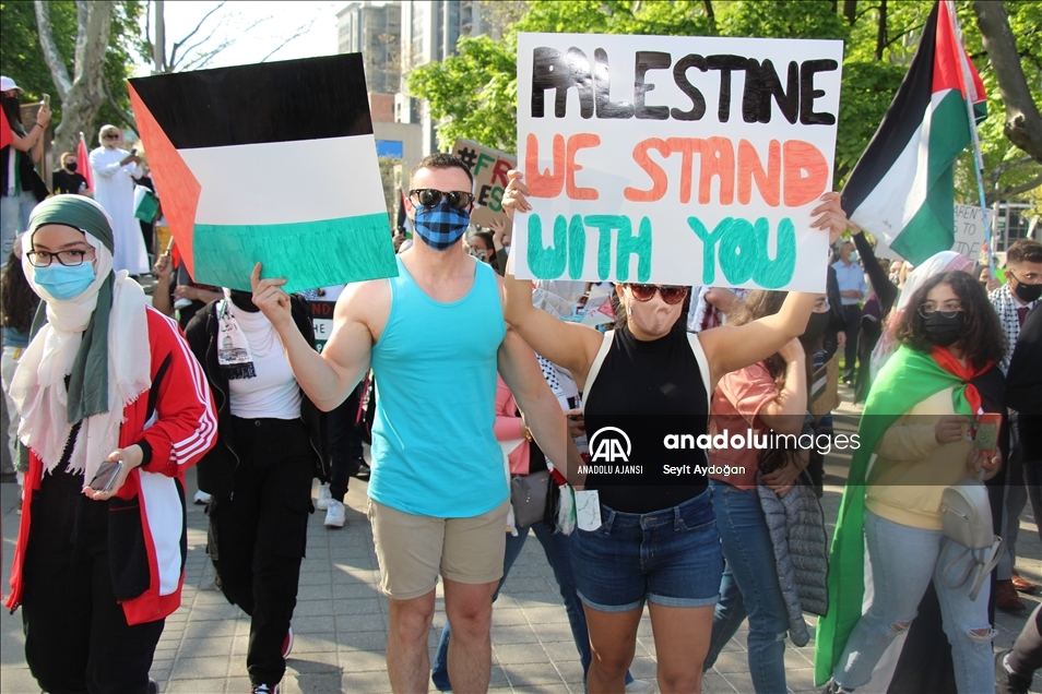 Kanada'da İsrail'in Filistinlilere yönelik saldırıları protesto edildi