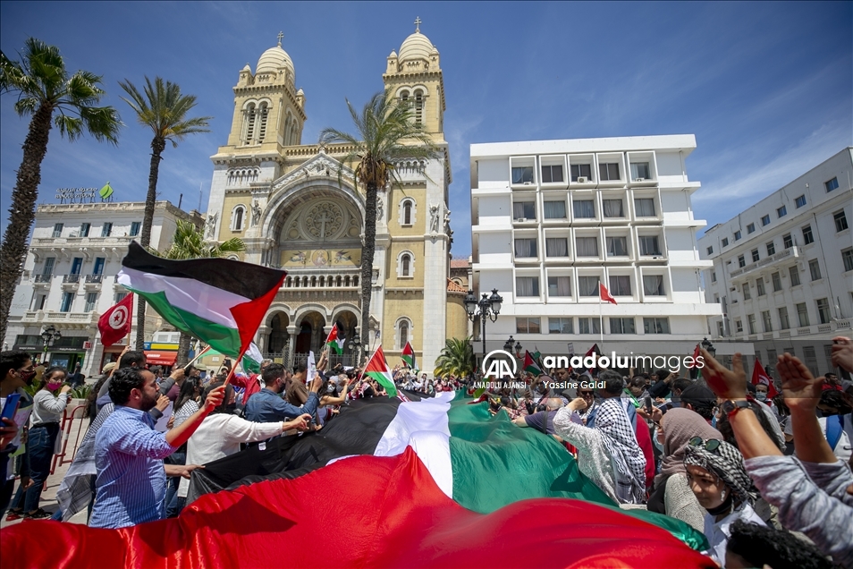 Tunus'ta Filistin’e destek gösterisi