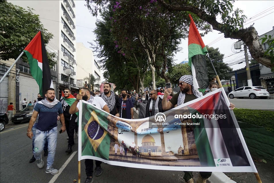 Sao Paulo'da İsrail'in saldırıları protesto edildi