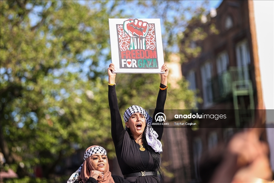 New York'da Filistin’e destek gösterisi