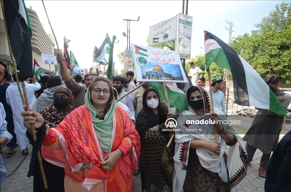Pakistan'da Filistin'e destek gösterisi yapıldı