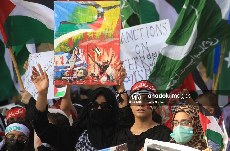 Protesta en Karachi, Pakistán, contra Israel
